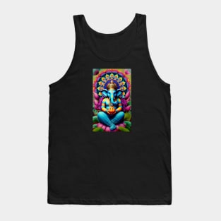 Ganesh sitting on a lotus flower Mandala Tank Top